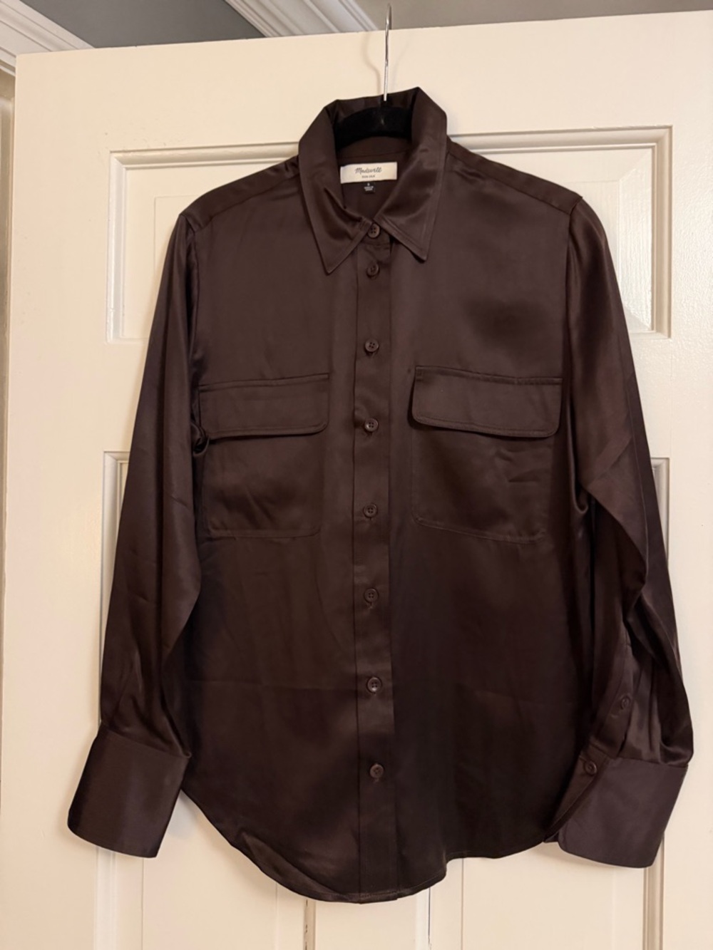 Madewell brown silk blouse